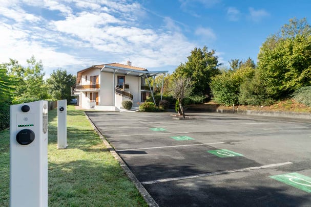 Exterior facade and parking space