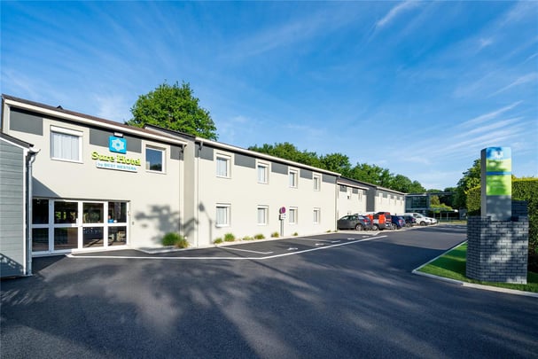 Hotel entrance and parking