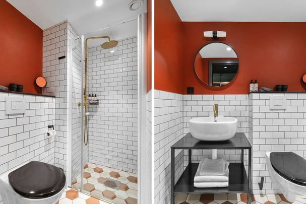 Superior twin king standard twin king bathroom The Winery Hotel