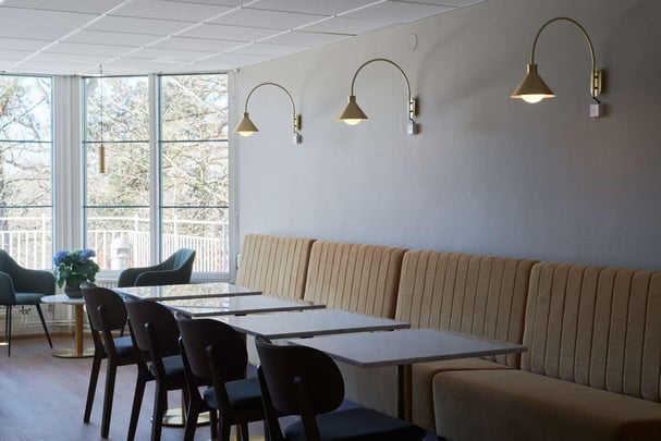 Restaurant sofa towards window