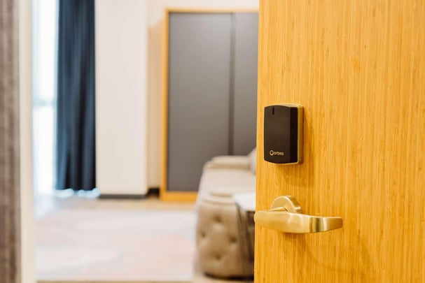 Guest room entrance door