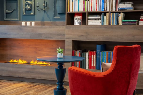 living room with fireplace