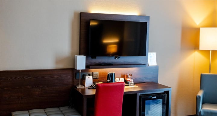 desk and TV double room single room