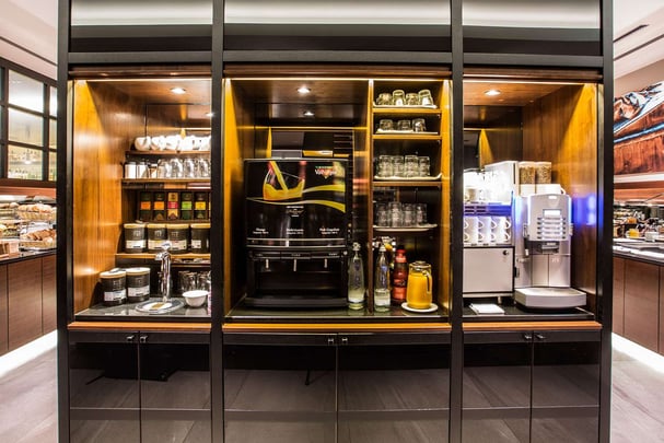 Breakfast buffet, coffee- and tea tea station