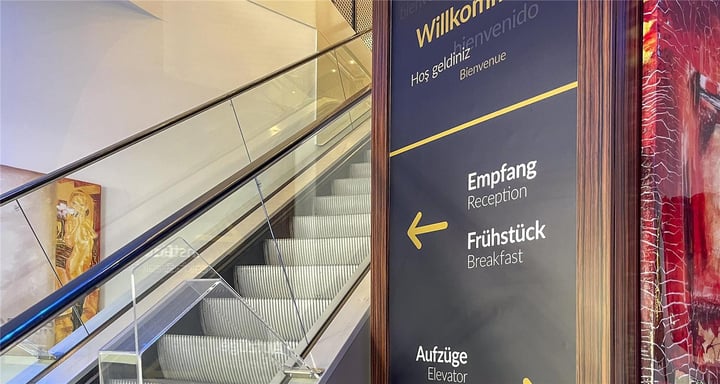 Escalator to reception