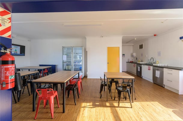 Dining space and kitchen