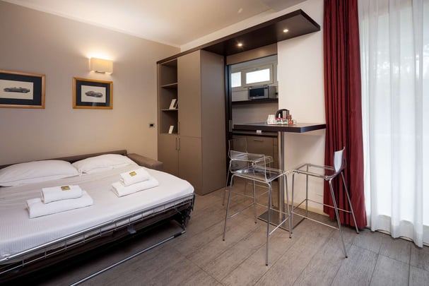 suite main bulding double sofa bed overview.