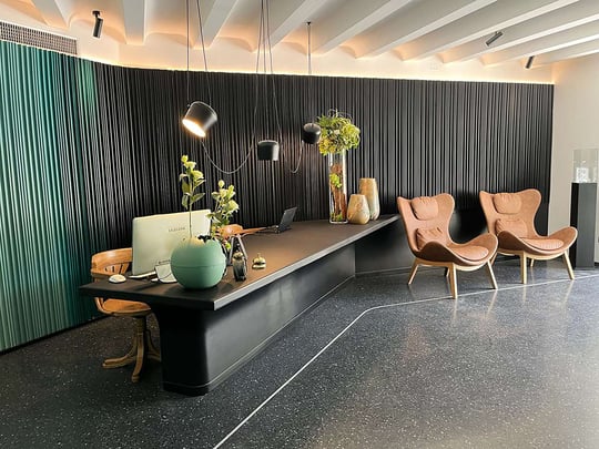 Welcoming hall and reception desk