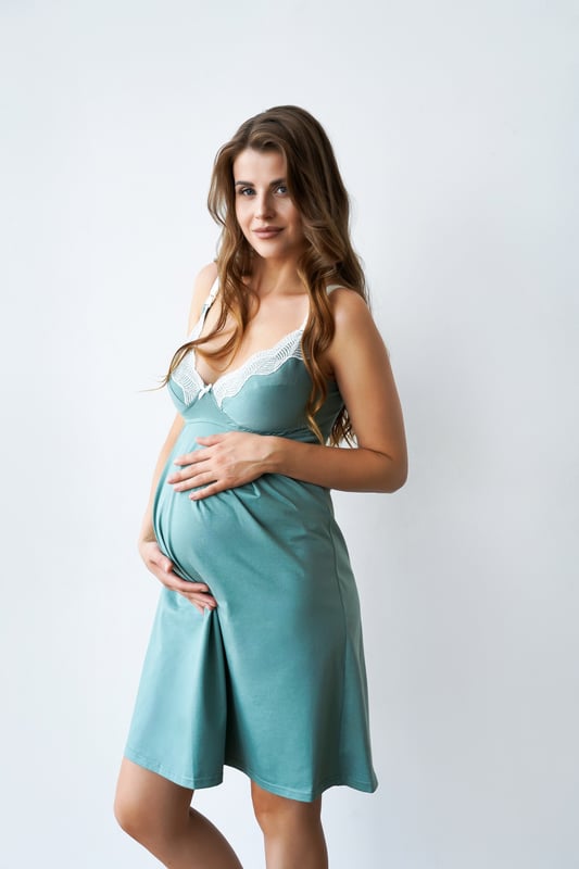 Ночная рубашка для беременных и кормящих Мамин Дом 24168, зеленый