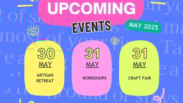 Artisan retreat and craft fair 30TH MAY 2025- 2ND JUNE 2025 - craftboutique.co.uk