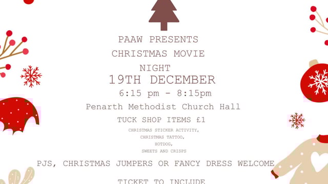 PAAW - Christmas Movie Night - Performing Arts Academy Wales