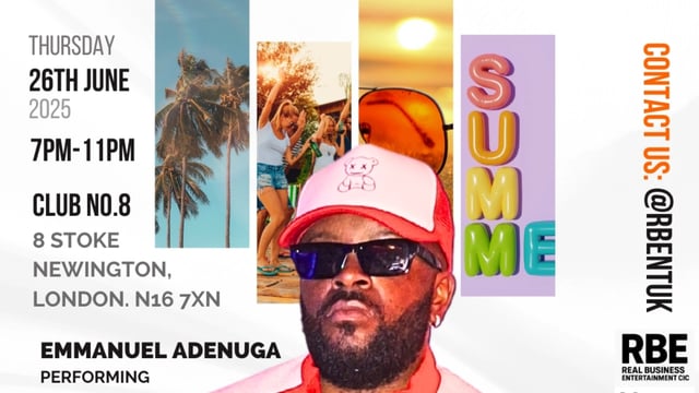 SUMMER VIBES RBE MUSIC SHOWCASES PRESENTS EMMANUEL ADENUGA PERFORMING LIVE  - Soulzinstarz Entertainment