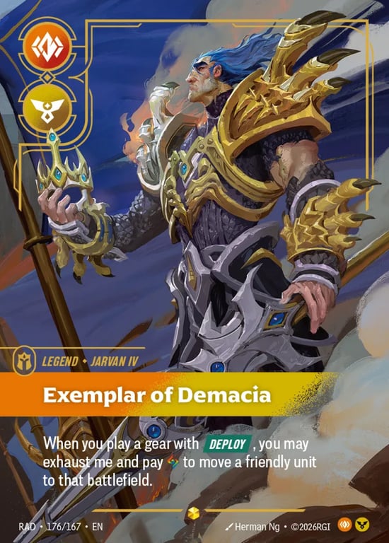 Jarvan IV, Exemplar of Demacia, Riftbound card RAD-176