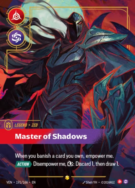 Zed, Master of Shadows, Riftbound card VEN-191