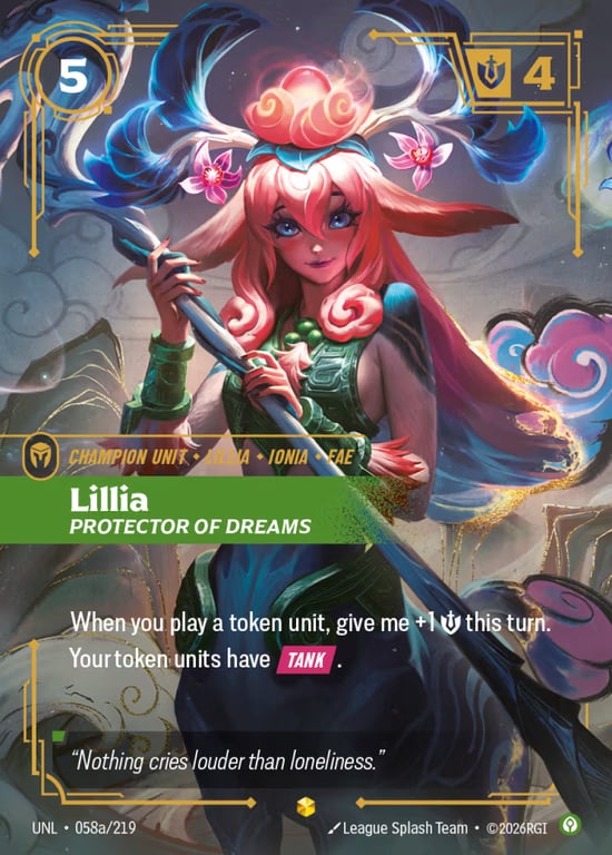 Lillia, Protector of Dreams, Riftbound card UNL-058a