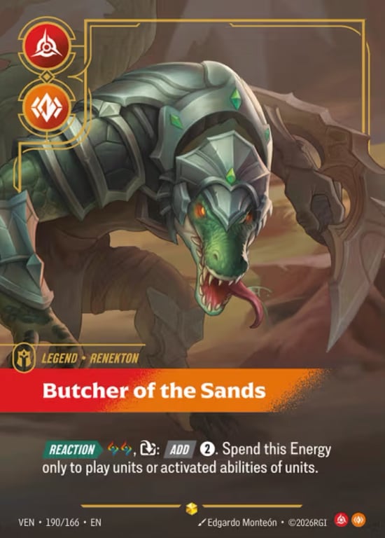 Renekton, Butcher of the Sands, Riftbound card VEN-190