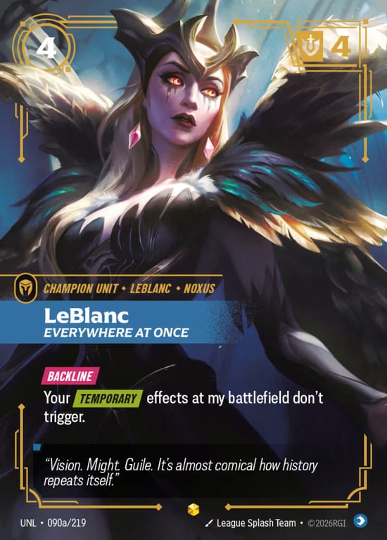 LeBlanc, Everywhere at Once, Riftbound card UNL-090a