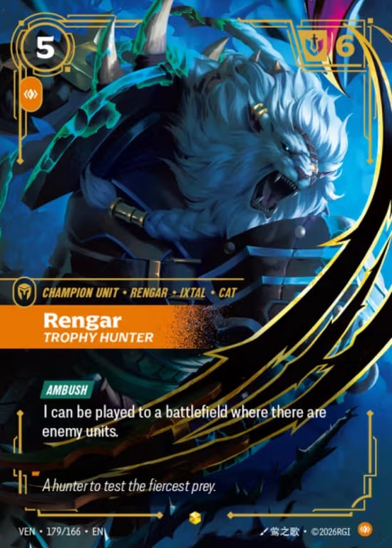 Rengar, Trophy Hunter, Riftbound card VEN-179