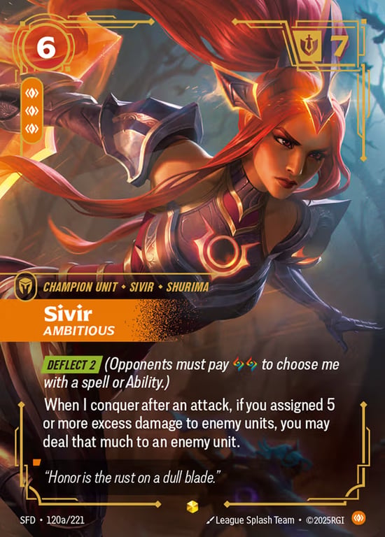 Sivir, Ambitious, Riftbound card SFD-120a