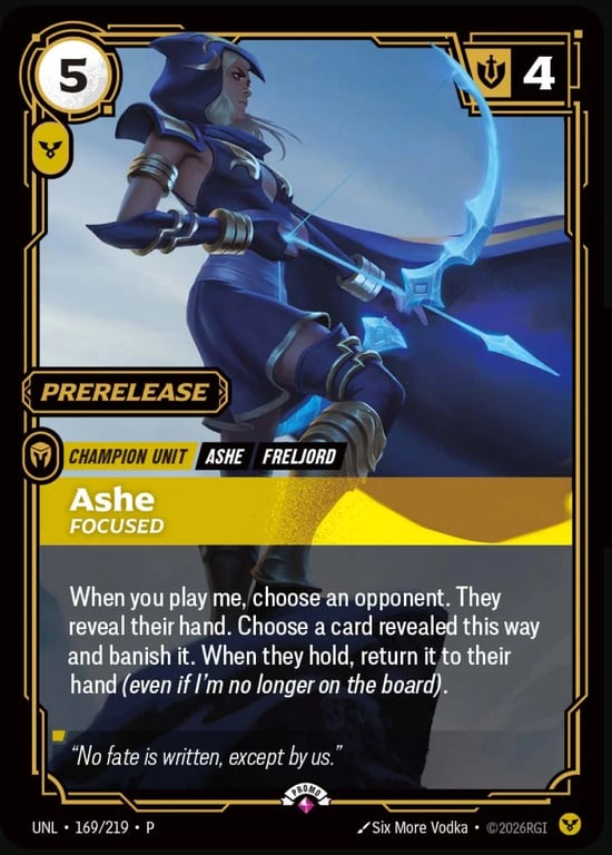Ashe, Focused, Riftbound card UNL-169-p