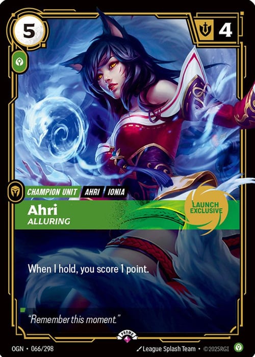 Ahri, Alluring, Riftbound card OGN-066p