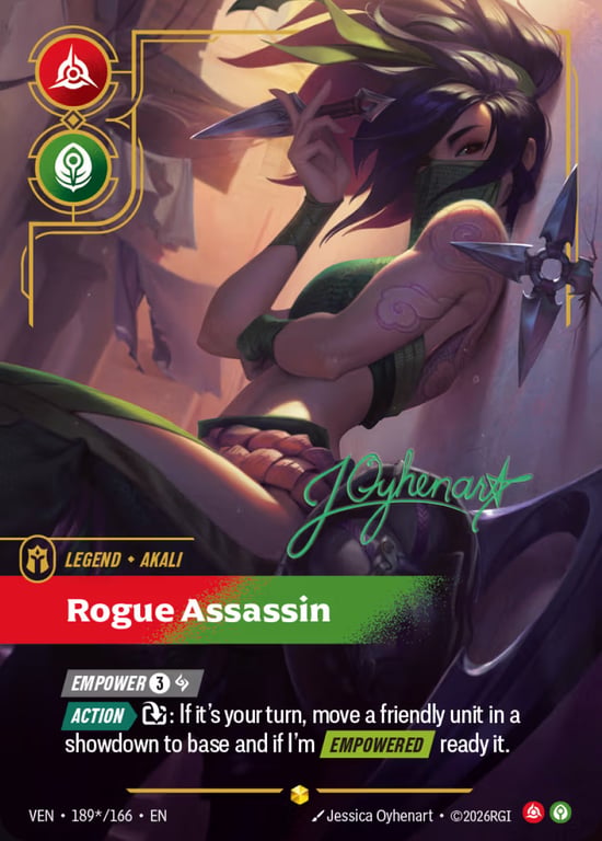 Akali, Rogue Assassin, Riftbound card VEN-189*
