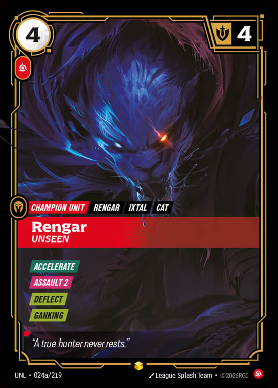Rengar, Unseen, Riftbound card UNL-024a