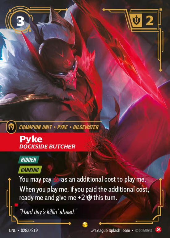 Pyke, Dockside Butcher, Riftbound card UNL-028a
