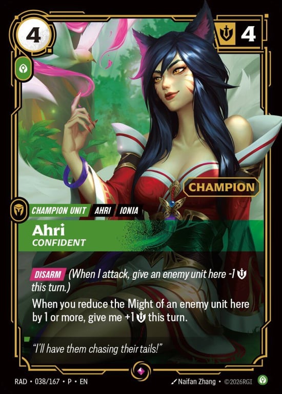 Ahri, Confident, Riftbound card RAD-038-c