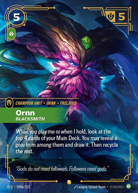 Ornn, Blacksmith, Riftbound card SFD-058a