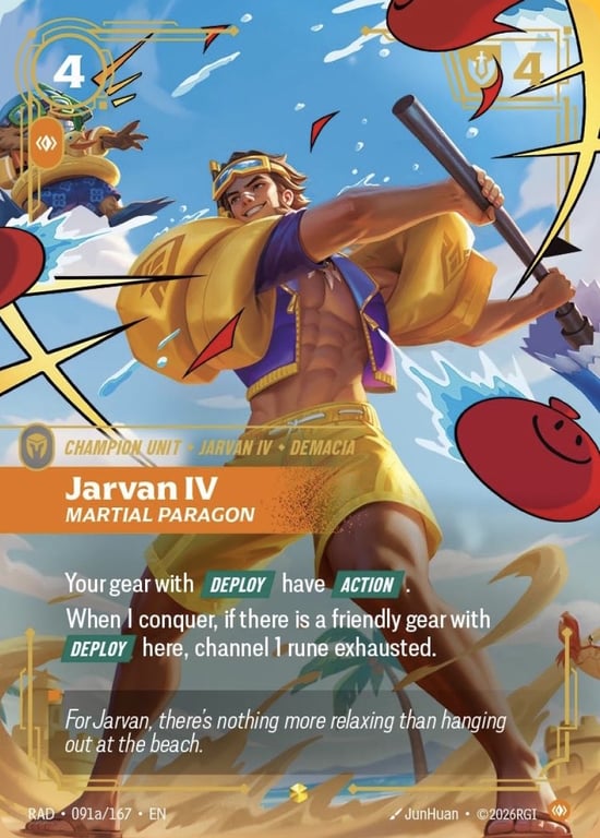 Jarvan IV, Martial Paragon, Riftbound card RAD-091a