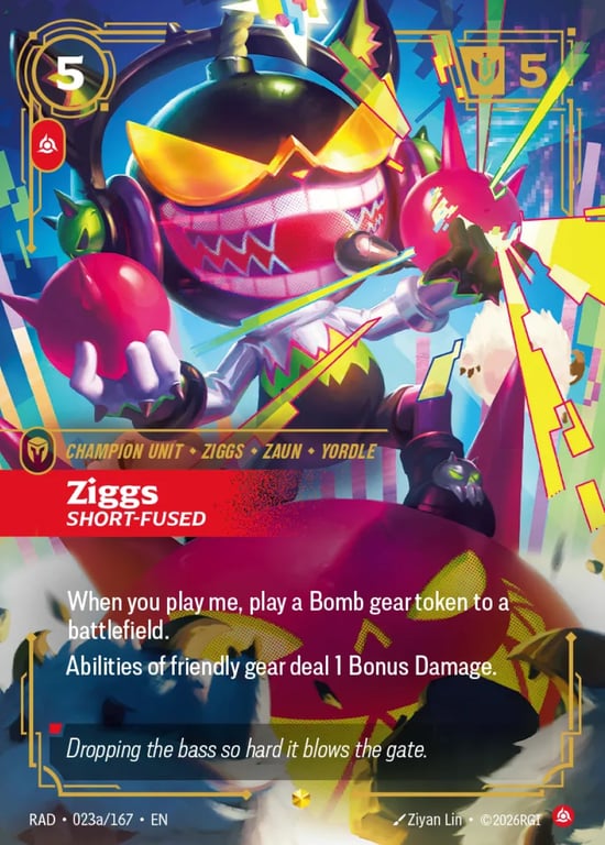 Ziggs, Short-Fused, Riftbound card RAD-023a