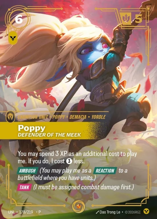 Poppy, Defender of the Meek, Riftbound card UNL-178-P