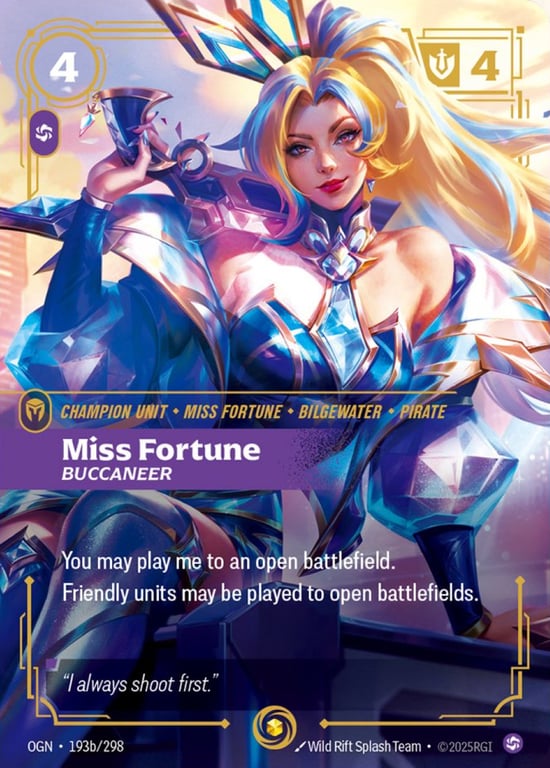 Miss Fortune, Buccaneer, Riftbound card OGN-193b