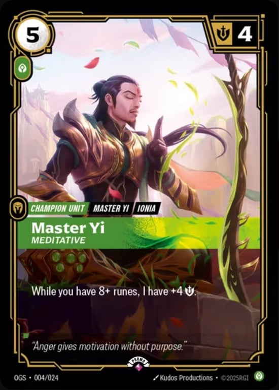 Master Yi, Meditative, Riftbound card OGS-004-p