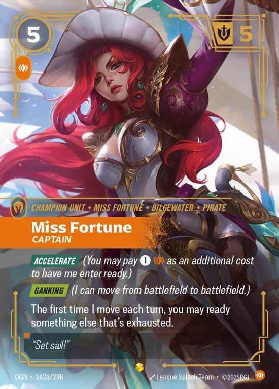 Miss Fortune, Captain, Riftbound card OGN-162a