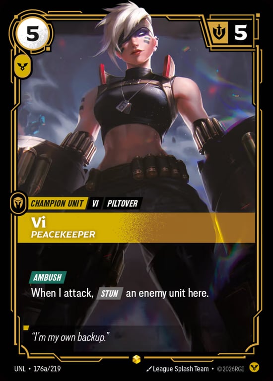 Vi, Peacekeeper, Riftbound card UNL-176a