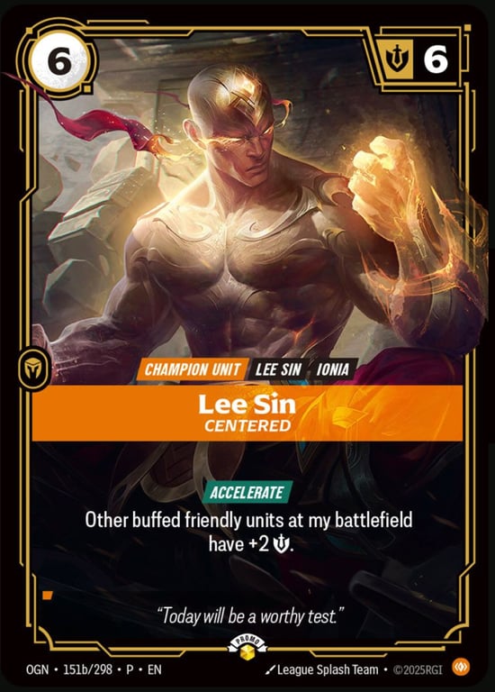 Lee Sin, Centered, Riftbound card OGN-151b-p