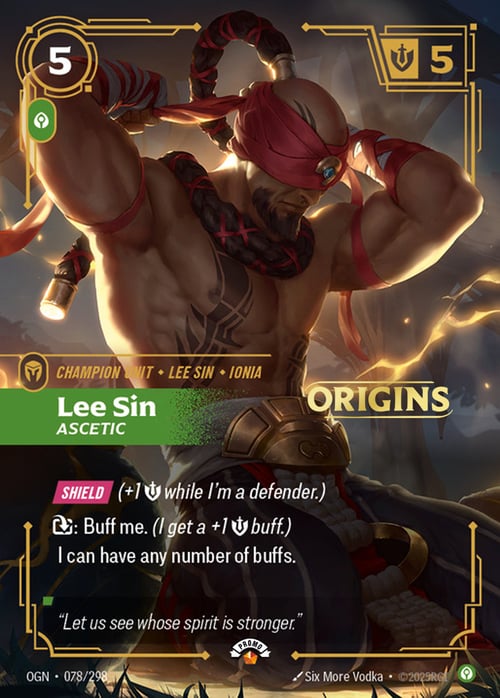Lee Sin, Ascetic, Riftbound card OGN-078p