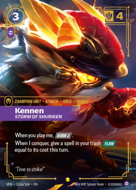 Kennen, Storm of Shuriken, Riftbound card VEN-113a