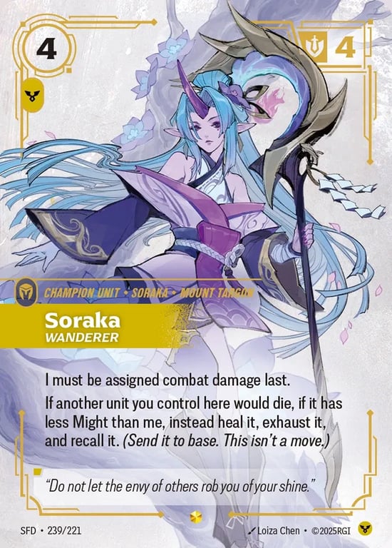 Soraka, Wanderer, Riftbound card SFD-239