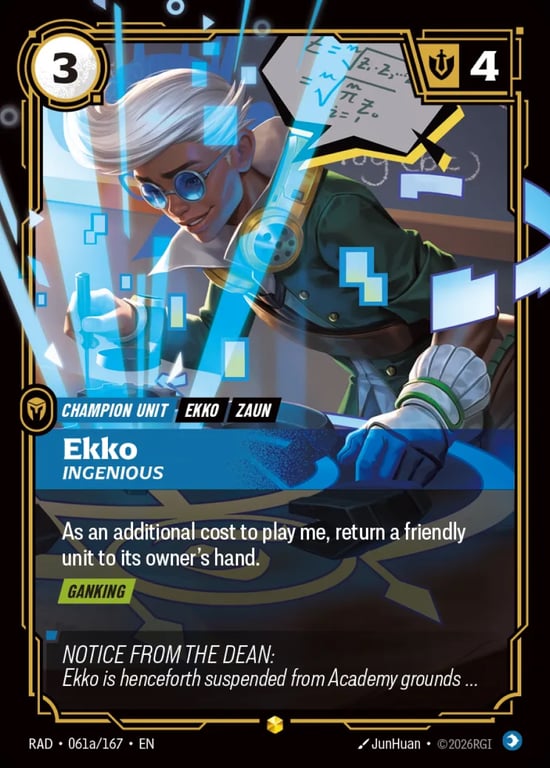 Ekko, Ingenious, Riftbound card RAD-061a