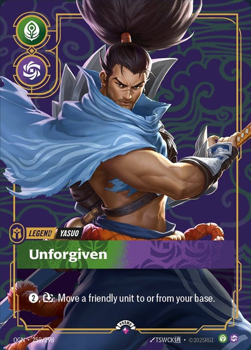 Yasuo, Unforgiven, Riftbound card OGN-259p