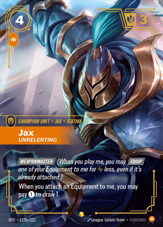 Jax, Unrelenting, Riftbound card SFD-119a