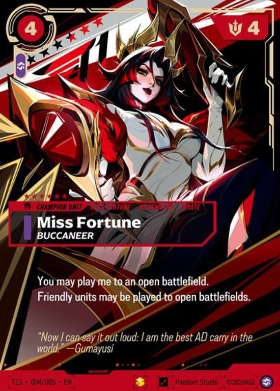 Miss Fortune, Buccaneer, Riftbound card T1S-004