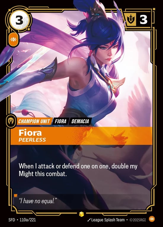 Fiora, Peerless, Riftbound card SFD-110a