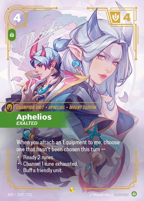 Aphelios, Exalted, Riftbound card SFD-224*