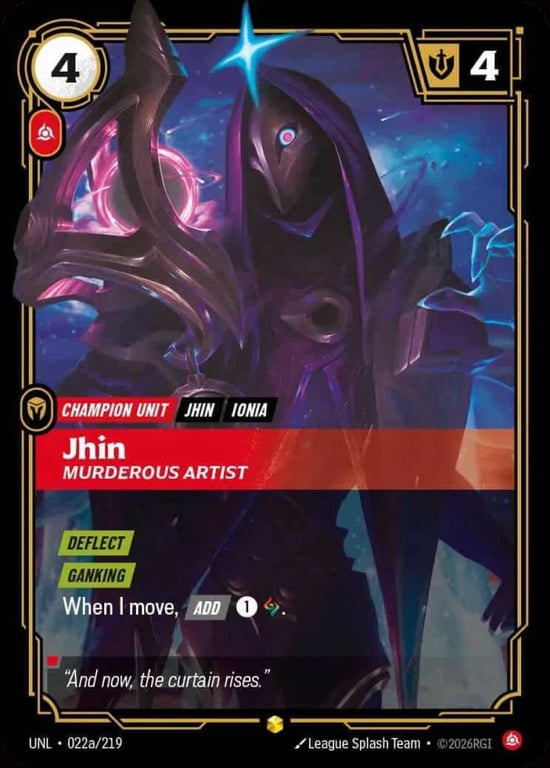 Jhin, Murderous Artist, Riftbound card UNL-022a
