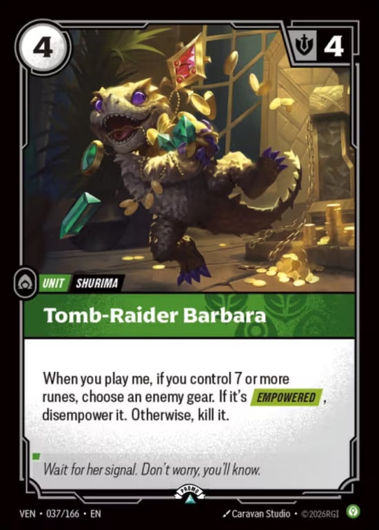 Tomb-Raider Barbara, Riftbound card VEN-037-P
