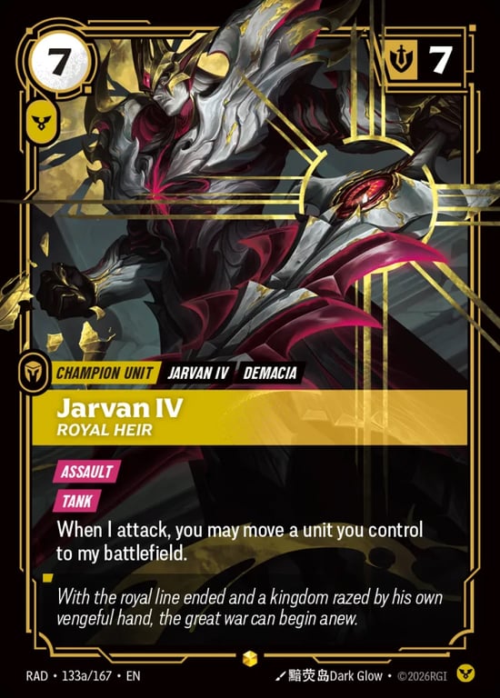 Jarvan IV, Royal Heir, Riftbound card RAD-133a